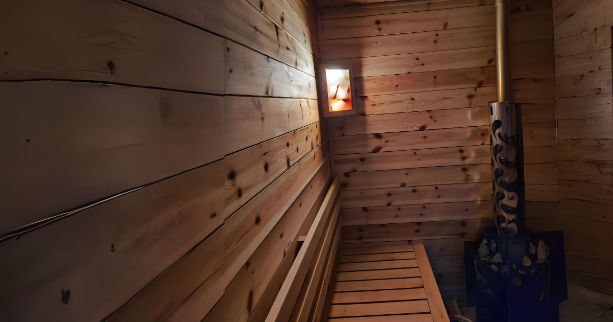 Wnętrze sauny nad jeziorem semlińskim